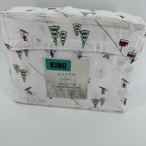 Aspen Home King 4 Piece Sheet Set Winter Theme Skiing